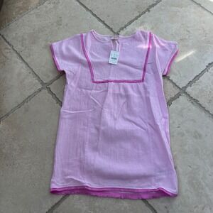 NWT Crewcuts Girls Pink Cotton Gauze Fringe Trim Dress Size L (10) swim coverup